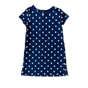 Gap Kids Girl’s Navy Blue White Polka Dot Dress, Size Small 6/7